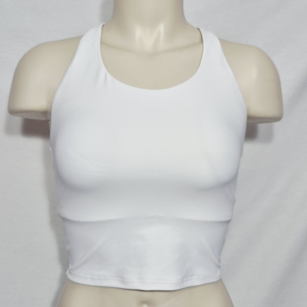 SMALL Old Navy Light Support PowerSoft Longline Sports Bra White